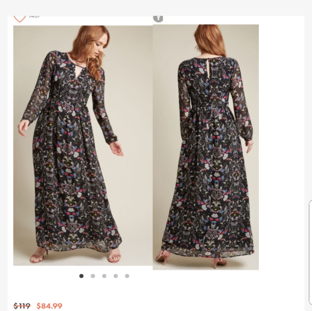 Modcloth maxi dress with long sleeves